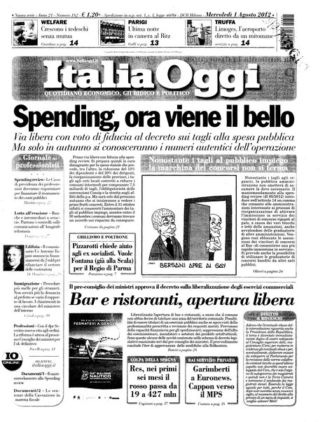 Italia oggi : quotidiano di economia finanza e politica